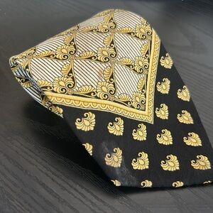 Vintage Gianni Versace Silk Tie - Baroque Gold & Black Design